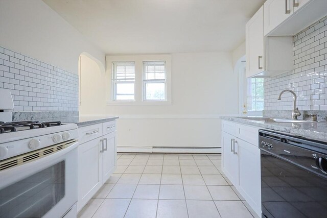 18-20 Melbourne Ave, Newton, MA 02460 - kitchen featuring gas range gas stove, black dishwasher, tasteful backsplash, and light stone counters