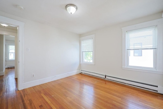 18-20 Melbourne Ave, Newton, MA 02460 - unfurnished room with a baseboard heating unit, a smoke detector, and wood finished floors