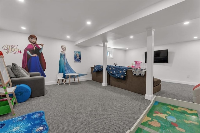 61 Greenwood Ave, Stoughton, MA 02072 - playroom featuring carpet, baseboards, and recessed lighting