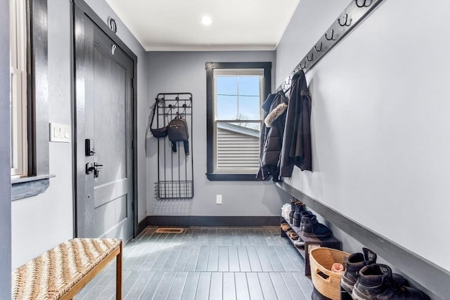 mudroom with baseboards