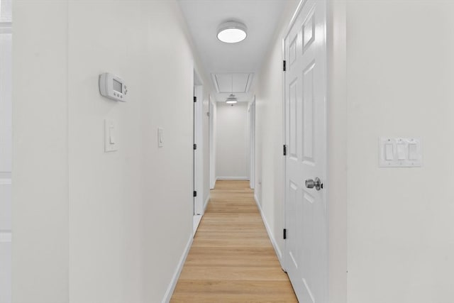 447 Old Connecticut Path, Framingham, MA 01701 - hallway featuring attic access, light wood finished floors, and baseboards