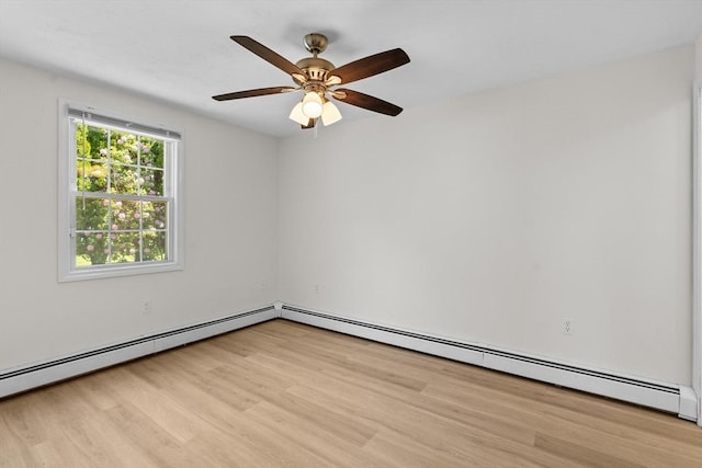 447 Old Connecticut Path, Framingham, MA 01701 - unfurnished room featuring light wood-style floors, ceiling fan, and baseboard heating