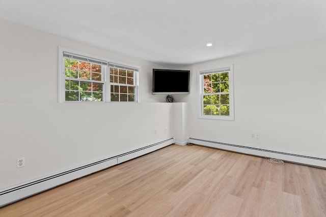 447 Old Connecticut Path, Framingham, MA 01701 - unfurnished room featuring wood finished floors, a baseboard radiator, and recessed lighting