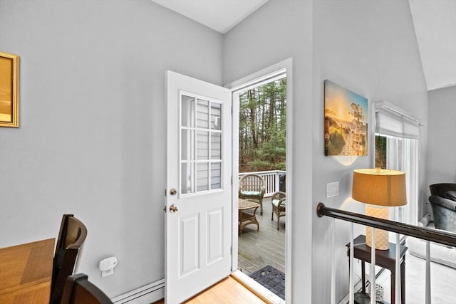 7 Hemlock, Kingston, MA 02364 - entryway featuring light wood-type flooring and a baseboard heating unit