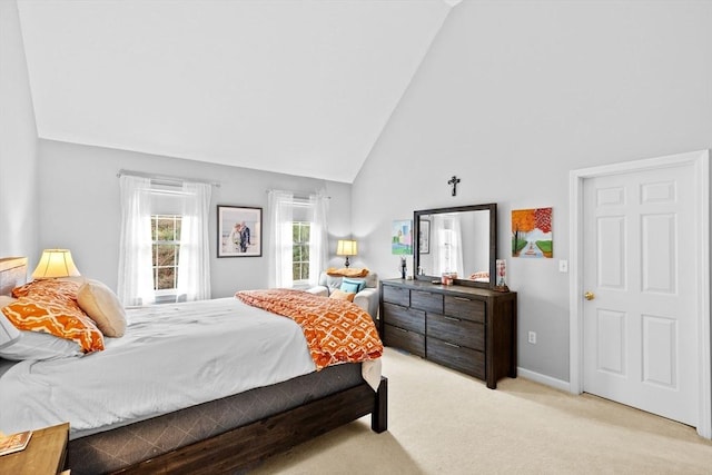 7 Hemlock, Kingston, MA 02364 - bedroom featuring high vaulted ceiling, carpet flooring, and baseboards