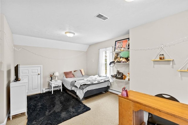 7 Hemlock, Kingston, MA 02364 - carpeted bedroom featuring visible vents, a baseboard heating unit, and baseboard heating