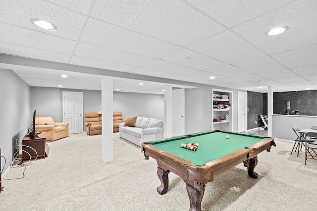 7 Hemlock, Kingston, MA 02364 - game room with carpet floors, recessed lighting, a drop ceiling, and pool table