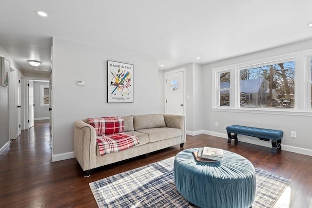 living room featuring dark hardwood / wood-style flooring