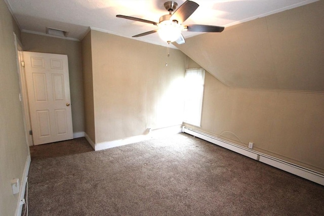 75 Wachusett St, Franklin, MA 02038 - bonus room with a baseboard radiator, carpet, a ceiling fan, and vaulted ceiling