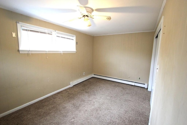 75 Wachusett St, Franklin, MA 02038 - carpeted empty room featuring a ceiling fan and baseboard heating