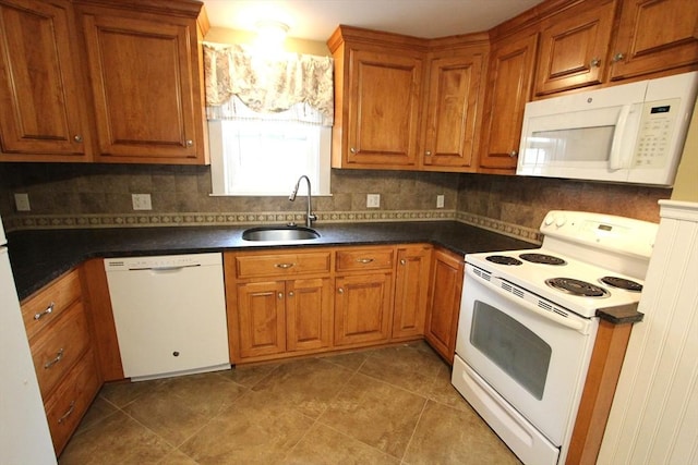 75 Wachusett St, Franklin, MA 02038 - kitchen featuring white appliances, a sink, and brown cabinets