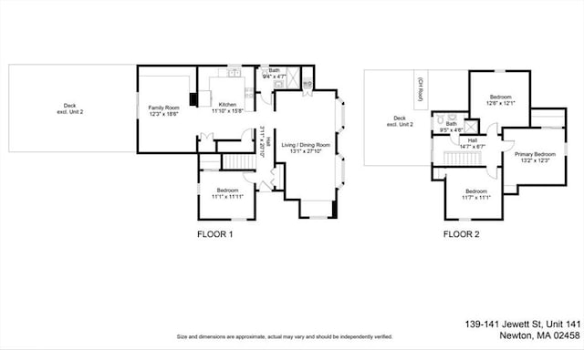 141 Jewett St Unit 2, Newton, MA 02458 - floor plan / room layout