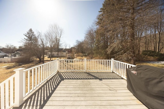 deck featuring area for grilling