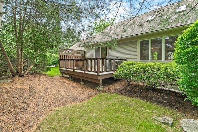 1205 Magnolia Dr Unit 1205, Wayland, MA 01778 - view of grassy yard featuring a wooden deck