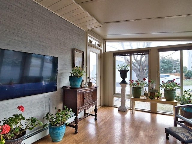 sunroom / solarium with baseboard heating