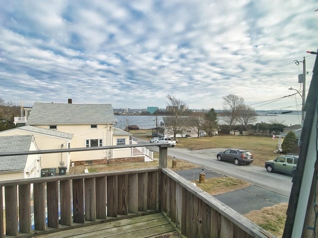 deck with a water view