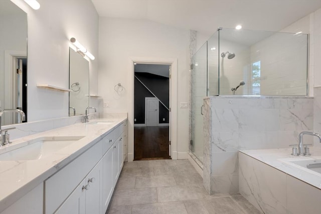 26 Newport St Unit 2, Boston, MA 02125 - bathroom with a stall shower, double vanity, and a bath