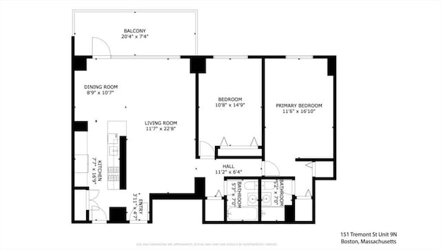 151 Tremont St Unit 9N, Boston, MA 02111 - view of room layout
