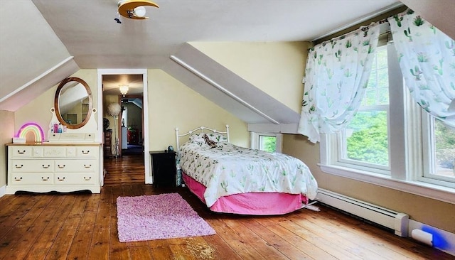 5 Putnam Hill Rd, Sutton, MA 01590 - bedroom featuring a baseboard heating unit, hardwood / wood-style floors, and vaulted ceiling