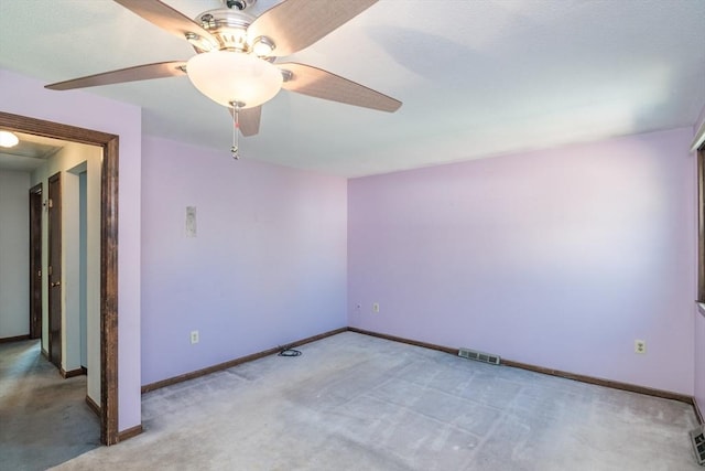 unfurnished room with light carpet, baseboards, and visible vents