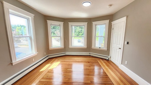 97-99 Blaisdell St Unit 2, Haverhill, MA 01832 - unfurnished room featuring light wood-style floors, a smoke detector, and a baseboard radiator