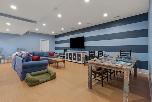 living room featuring light hardwood / wood-style flooring