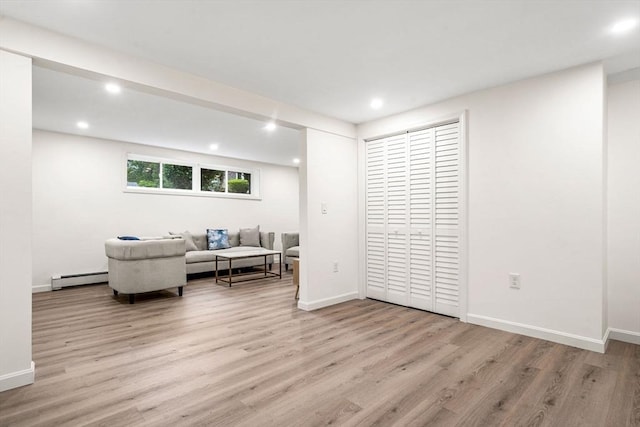 26 Parsons Dr, Swampscott, MA 01907 - sitting room featuring a baseboard heating unit, wood finished floors, recessed lighting, and baseboards