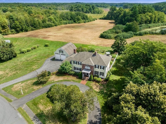 aerial view with a rural view and a forest view