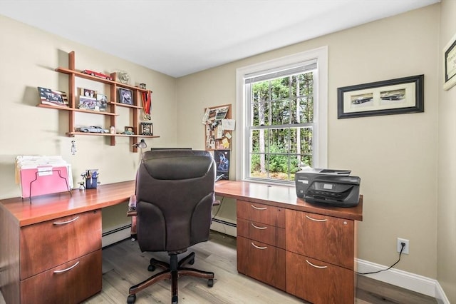 4 Rowley Rd, Topsfield, MA 01983 - office space featuring a baseboard heating unit, light wood-style flooring, and baseboards