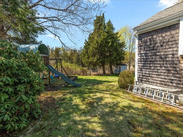 view of yard featuring a playground