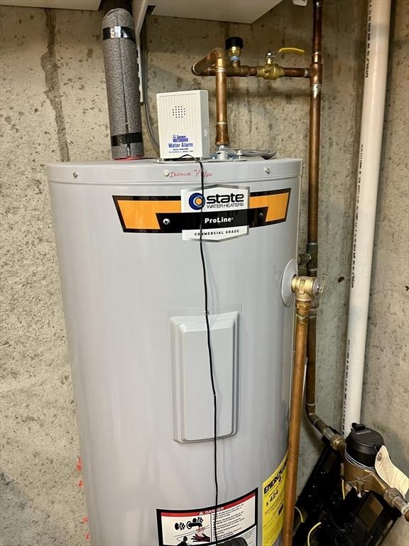 utility room with electric water heater