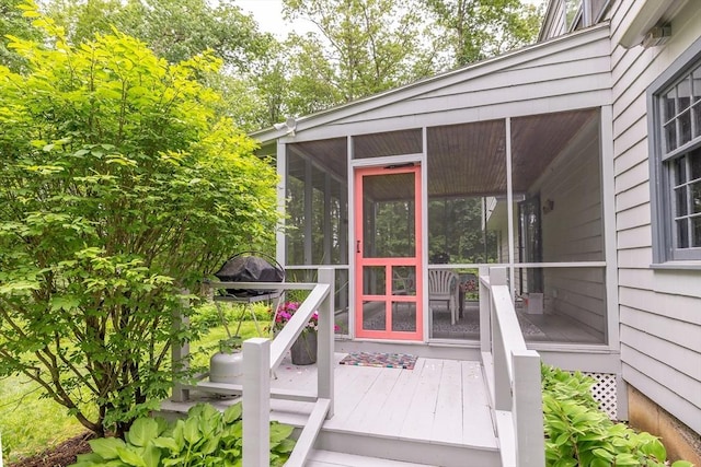 9 Horseshoe Rd, Chelmsford, MA 01824 - wooden terrace with a sunroom