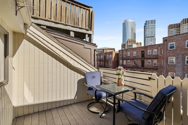 deck with a city view