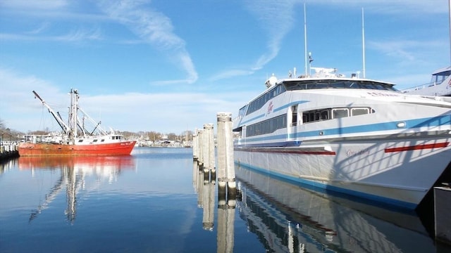 view of dock featuring a water view