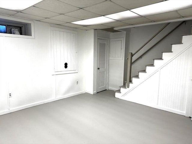 basement with a drop ceiling