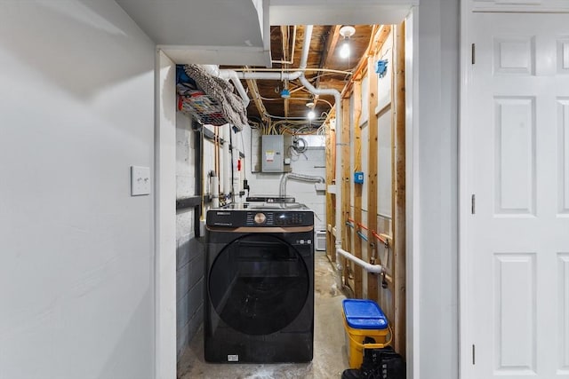 interior space featuring washer / dryer and electric panel