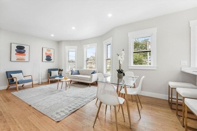 living room with light hardwood / wood-style flooring