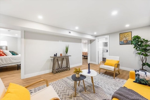 living room with hardwood / wood-style floors