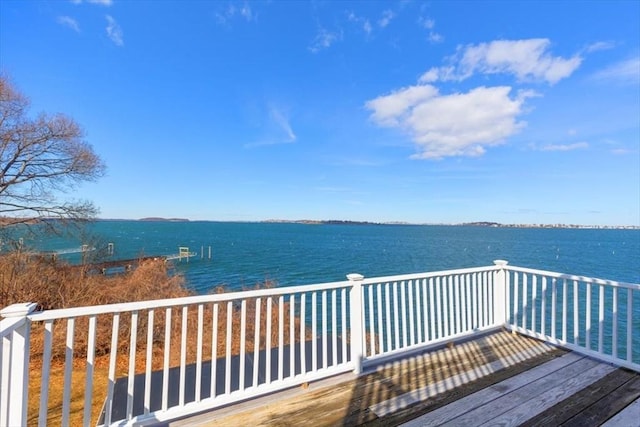 deck with a water view