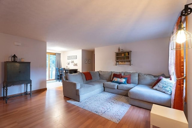 living room with hardwood / wood-style flooring