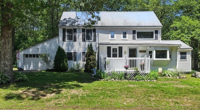 6 Hillcrest Dr, Hopkinton, MA 01748 - view of front facade featuring a porch, a front yard, and an attached garage