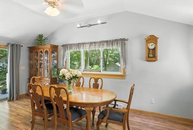 6 Hillcrest Dr, Hopkinton, MA 01748 - dining area featuring vaulted ceiling, light wood-type flooring, and a ceiling fan