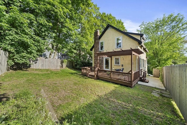 40 S Crescent Circuit, Boston, MA 02135 - back of house featuring a chimney and a deck