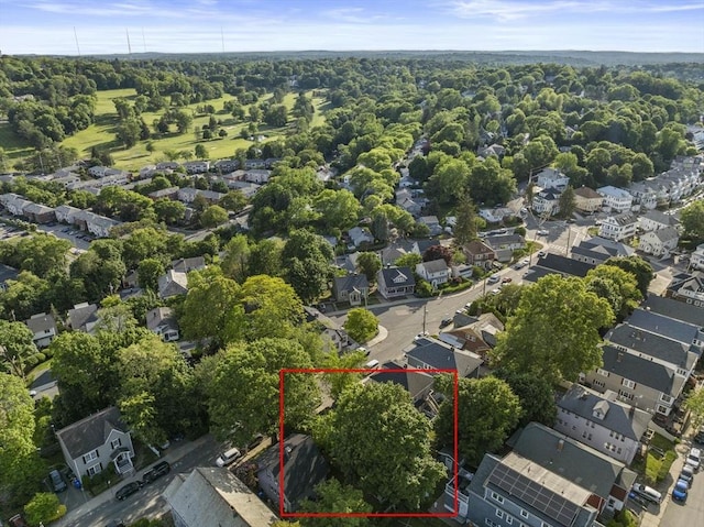 40 S Crescent Circuit, Boston, MA 02135 - aerial view of residential area with property boundaries highlighted