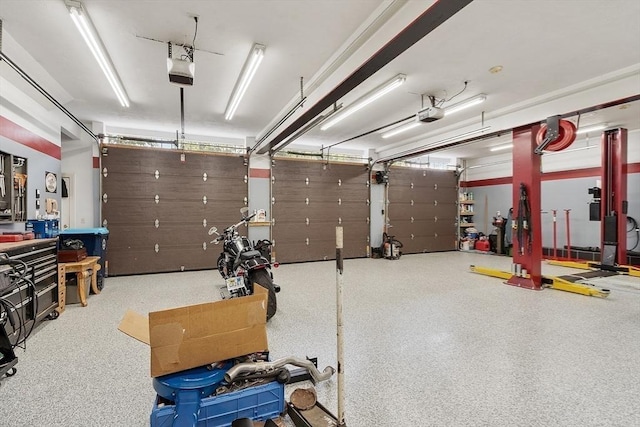 garage with a garage door opener