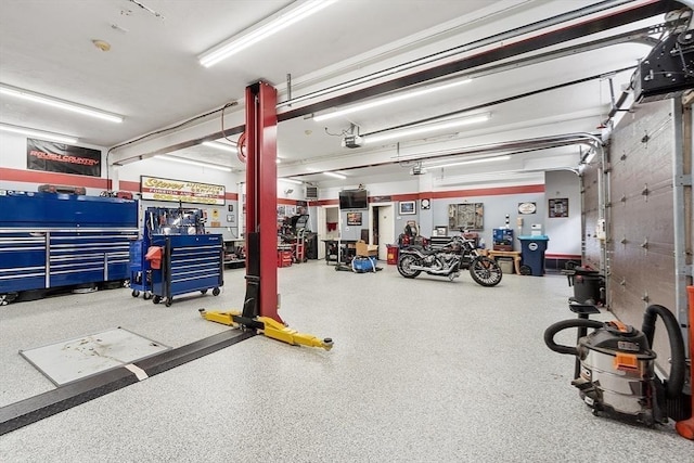 garage with a garage door opener