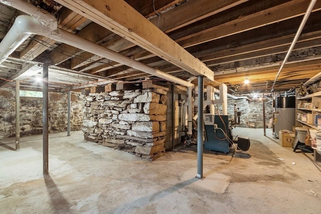 basement with water heater