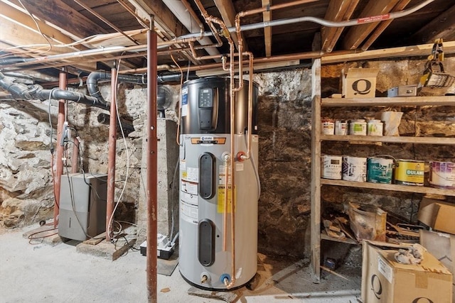 utility room with water heater