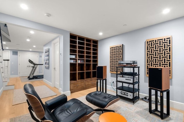 living area featuring light hardwood / wood-style floors