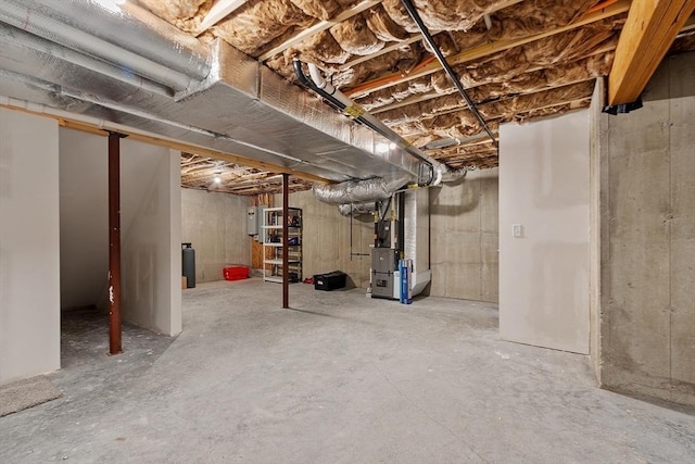 basement with heating unit